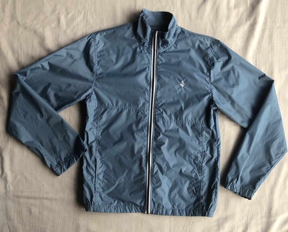 Volcom Fader Jacket Men L Blue Full Zip Nylon Windbreaker Lightweight Skate Surf